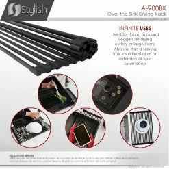 Budget 🎉 Stylish 20" Over The Sink Roll-Up Dish Drying Rack, Black 🔥 19 Budget 🎉 Stylish 20" Over The Sink Roll-Up Dish Drying Rack, Black 🔥 -YBM Sales Store 03e128f701264291 8932 w800 h800 b0 p0