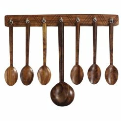 Best Pirce 😉 Natural Geo Rosewood Handcarved Decorative Hanging Spoon Set 🔔