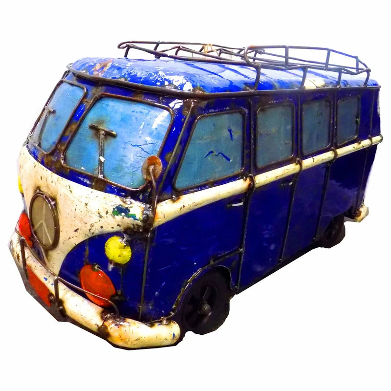 Cheapest ❤️ Think Outside Blue Kombi Handmade Scrap Metal Functional Beverage Cooler 🎁 2 Cheapest ❤️ Think Outside Blue Kombi Handmade Scrap Metal Functional Beverage Cooler 🎁 - Image 2