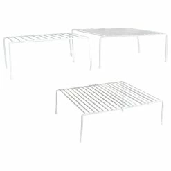 Deals 🎁 HOME BASICS White 3-piece Vinyl 🧥 Coated Steel Cabinet Organizer ✔️