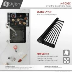 Budget 🎉 Stylish 20" Over The Sink Roll-Up Dish Drying Rack, Black 🔥 15 Budget 🎉 Stylish 20" Over The Sink Roll-Up Dish Drying Rack, Black 🔥 -YBM Sales Store 2ef128810126427f 8932 w800 h800 b0 p0