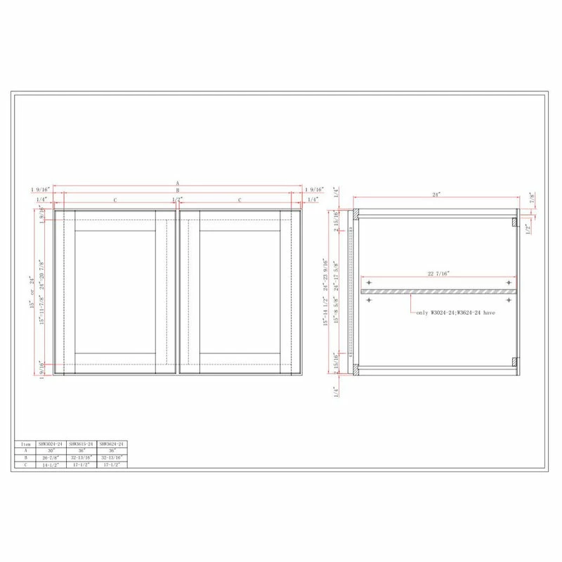Best Sale 💯 Sunnywood Sunny Wood SHW3624-24-A Shaker Hill 36"W X 24"H Double Door Wall - Designer 🥰 2 Best Sale 💯 Sunnywood Sunny Wood SHW3624-24-A Shaker Hill 36"W X 24"H Double Door Wall - Designer 🥰 - Image 2