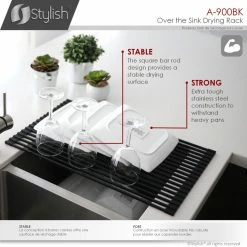 Budget 🎉 Stylish 20" Over The Sink Roll-Up Dish Drying Rack, Black 🔥 17 Budget 🎉 Stylish 20" Over The Sink Roll-Up Dish Drying Rack, Black 🔥 -YBM Sales Store 49a1d86201264284 8932 w800 h800 b0 p0
