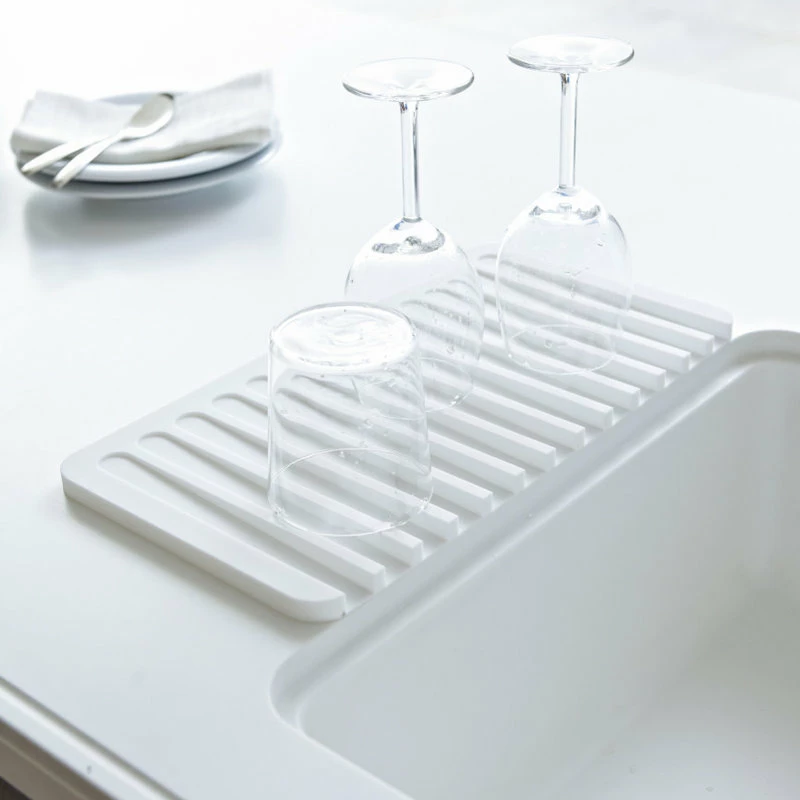 Buy ✔️ Yamazaki Home Dish Drainer Tray, Silicone, White ❤️ 2 Buy ✔️ Yamazaki Home Dish Drainer Tray, Silicone, White ❤️ - Image 2