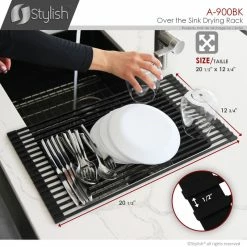 Budget 🎉 Stylish 20" Over The Sink Roll-Up Dish Drying Rack, Black 🔥 21 Budget 🎉 Stylish 20" Over The Sink Roll-Up Dish Drying Rack, Black 🔥 -YBM Sales Store 7161e70c01264296 8932 w800 h800 b0 p0