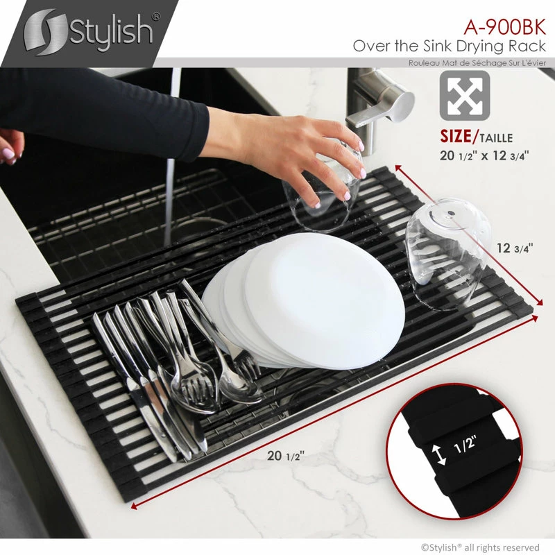 Budget 🎉 Stylish 20" Over The Sink Roll-Up Dish Drying Rack, Black 🔥 10 Budget 🎉 Stylish 20" Over The Sink Roll-Up Dish Drying Rack, Black 🔥 - Image 10