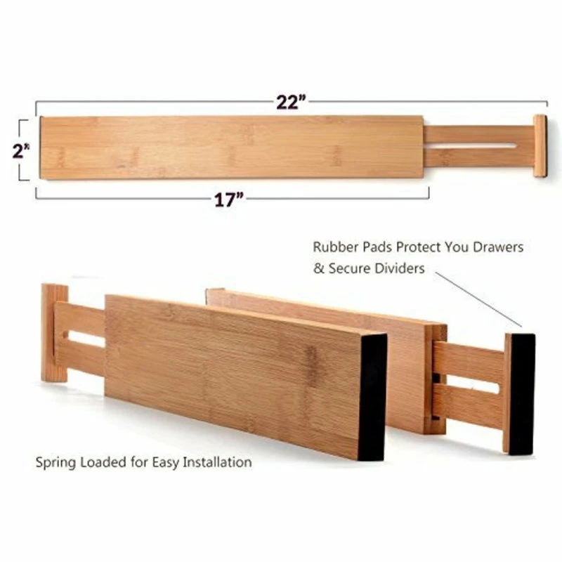 Outlet ⭐ Cortesi Home Traci Bamboo Spring Loaded Adjustable Drawer Dividers, Set Of 4 😍 3 Outlet ⭐ Cortesi Home Traci Bamboo Spring Loaded Adjustable Drawer Dividers, Set Of 4 😍 - Image 3