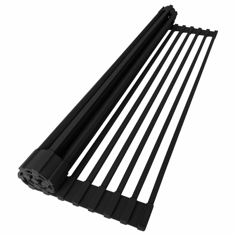 Budget 🎉 Stylish 20" Over The Sink Roll-Up Dish Drying Rack, Black 🔥 1 Budget 🎉 Stylish 20" Over The Sink Roll-Up Dish Drying Rack, Black 🔥