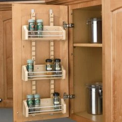 New 👏 Rev-A-Shelf 4ASR-15 4ASR Series Adjustable Door Mount Spice Rack - Natural Wood 😍