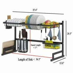 Buy 🛒 Cozy CozyBlock 37.4" Stainless Steel Black Dish Drying Rack Over Kitchen Sink (Sinks < 36.5") ✨ 9 Buy 🛒 Cozy CozyBlock 37.4" Stainless Steel Black Dish Drying Rack Over Kitchen Sink (Sinks < 36.5") ✨ -YBM Sales Store 8a71be290d4dad02 4143 w800 h800 b1 p0