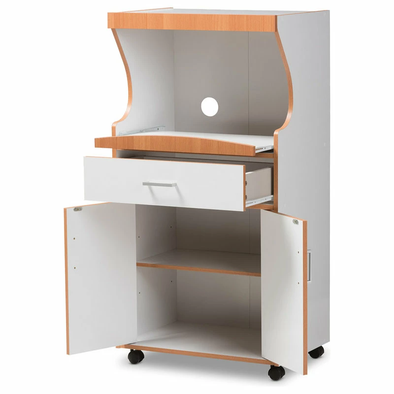 Coupon 🔔 Baxton Studio Edonia Beech Brown And White Finish Kitchen Cabinet ❤️ 2 Coupon 🔔 Baxton Studio Edonia Beech Brown And White Finish Kitchen Cabinet ❤️ - Image 2