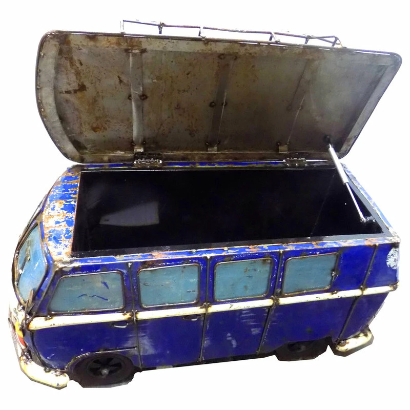Cheapest ❤️ Think Outside Blue Kombi Handmade Scrap Metal Functional Beverage Cooler 🎁 3 Cheapest ❤️ Think Outside Blue Kombi Handmade Scrap Metal Functional Beverage Cooler 🎁 - Image 3