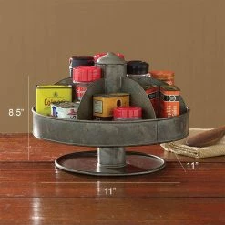 Cheap 😍 Benzara, Woodland Imprts, The Urban Port Benzara Galvanized Lazy Susan Organizer With 6 Pockets, Gray 🔔 -YBM Sales Store a7c109a00b88222c 2385 w800 h800 b0 p0