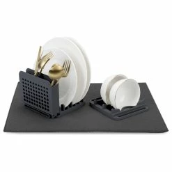 Discount 🔔 Grand Fusion Dark Gray Microfiber Dish Drying Mat And Rack ✔️