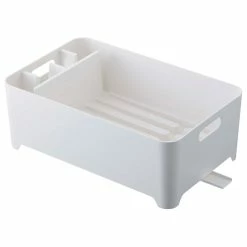 Hot Sale 🔔 Yamazaki Home Dish Rack, Plastic, Holds 11 Lbs, Utensil Holder, White ✨