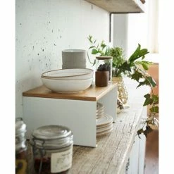 Deals 😉 Yamazaki Home Stackable Countertop Shelf, Steel And Wood, Large, Holds 11 Lbs, White 👏 -YBM Sales Store bfb1e073025adade 5178 w800 h800 b0 p0