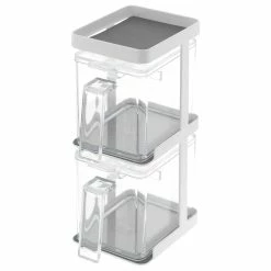 New 🔔 Yamazaki Home Pantry Organizer, Steel And Plastic, Holds 6.05 Lbs, White, Stacked 👏