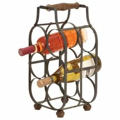 Outlet 🌟 Brimfield & May Rustic Black Metal Wine Rack 63342 🎁