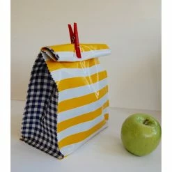 Flash Sale 👏 Cute Bright Things Oil Cloth Lunch Bag, Yellow Stripes And Blue Gingham 🛒 -YBM Sales Store d261f2bd0542b178 4182 w800 h800 b0 p0