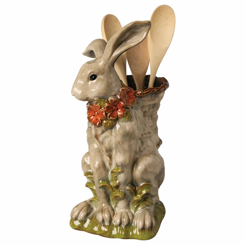 Best Pirce 🎁 ART & ARTIFACT Porcelain Sculpted Rabbit Utensil Holder - Kitchen Crock Flower Vase ❤️ 2 Best Pirce 🎁 ART & ARTIFACT Porcelain Sculpted Rabbit Utensil Holder - Kitchen Crock Flower Vase ❤️ - Image 2