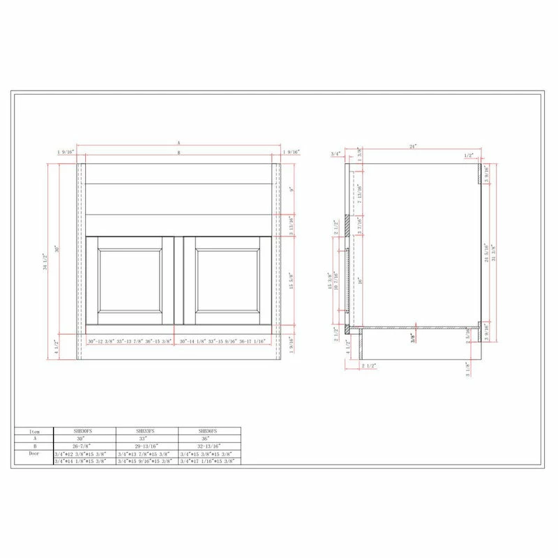 Promo ๐ Sunnywood Sunny Wood SHB36FS-A Shaker Hill 36"W X 34-1/2"H Double Door Base - Designer ๐ 2 Promo ๐ Sunnywood Sunny Wood SHB36FS-A Shaker Hill 36"W X 34-1/2"H Double Door Base - Designer ๐ - Image 2