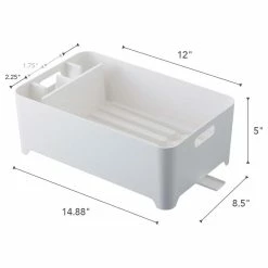 Hot Sale 🔔 Yamazaki Home Dish Rack, Plastic, Holds 11 Lbs, Utensil Holder, White ✨ -YBM Sales Store ed010fe0025ad7c7 2590 w800 h800 b1 p0