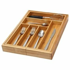 Flash Sale โค๏ธ Ybm Home & Kitchen 6-Compartment Kitchen Utensil, Flatware, Cutlery Drawer Organizer Tray ๐