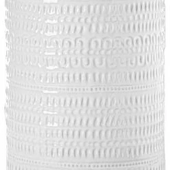 Brand new 😀 Urban Trends Collection Round Ceramic Utensil Jar With Banded Abstract Pattern Design Gloss White Finish 😉