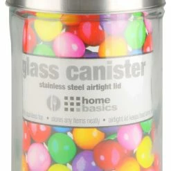 Promo 🌟 HDS TRADING CORP Home Basics Glass Round Canister With Steel Lid, 6.5"H ✔️