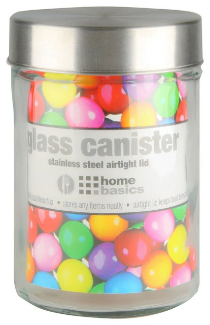 Promo 🌟 HDS TRADING CORP Home Basics Glass Round Canister With Steel Lid, 6.5"H ✔️ 1 Promo 🌟 HDS TRADING CORP Home Basics Glass Round Canister With Steel Lid, 6.5"H ✔️