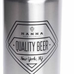 Outlet 💯 Manna 14782 "Quality Beer" Ring Growler Water Bottle, 64 Oz, Silver 😀